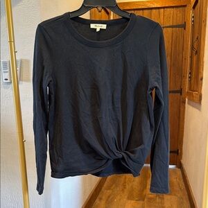 Madewell Black Long Sleeve Twist Knot Top hardly worn . Small top